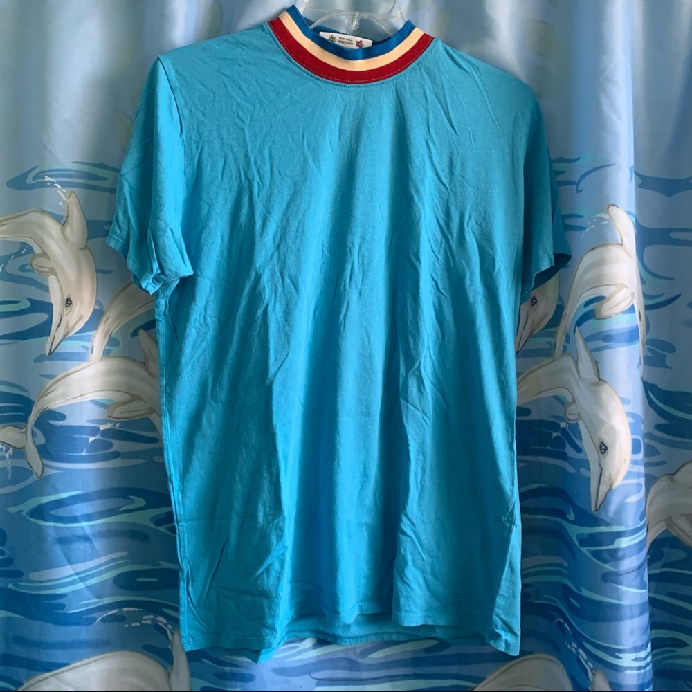 Big Bud Press Mock neck tee in Bicentennial Blue